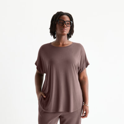 Stylus Womens Plus Crew Neck Short Sleeve T-Shirt