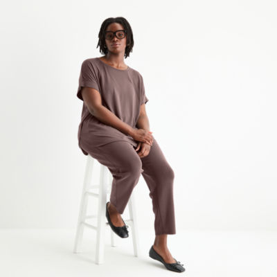 Stylus Womens Plus Crew Neck Short Sleeve T-Shirt