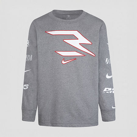 Nike 3BRAND by Russell Wilson Big Kid Boys Crew Neck Long Sleeve T-Shirt, Large, Gray