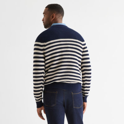 St. John's Bay Raglan Waffle Mens Crew Neck Long Sleeve Pullover Sweater
