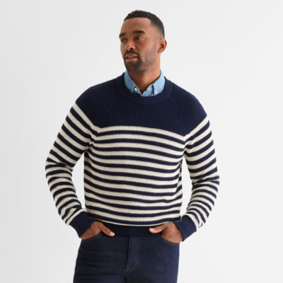 St. John's Bay Raglan Waffle Mens Crew Neck Long Sleeve Pullover Sweater