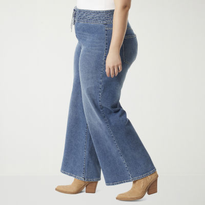 JS Jessica Simpson Womens Plus High Rise Wide Leg Jean, Color