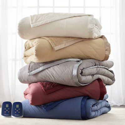 Micro Flannel Ultra Velvet Reversing To Quilted  Heated Blanket 3-pc. Heated Electric Extra Weight Blanket