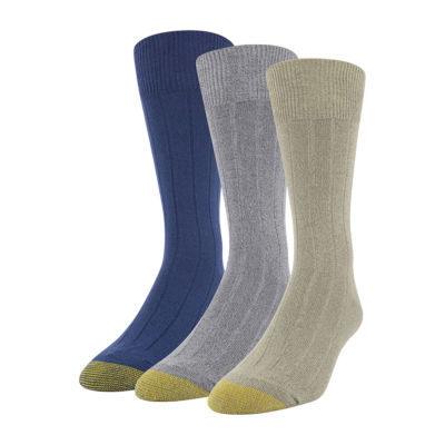 Gold Toe Nantucket Dress 3 Pair Crew Socks Mens