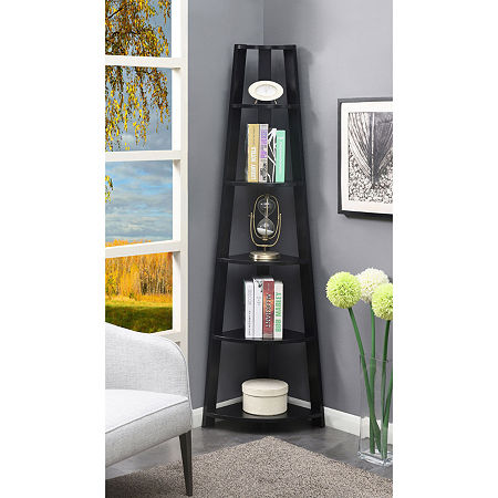 Newport 5 Tier Corner Bookshelf, One Size, Black