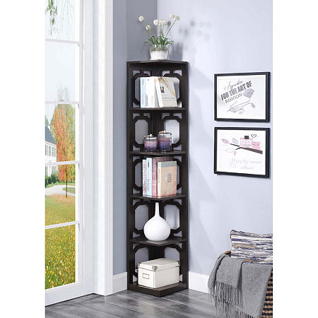 Omega Office And Library Collection 5-Shelf Bookcase, One Size, Brown