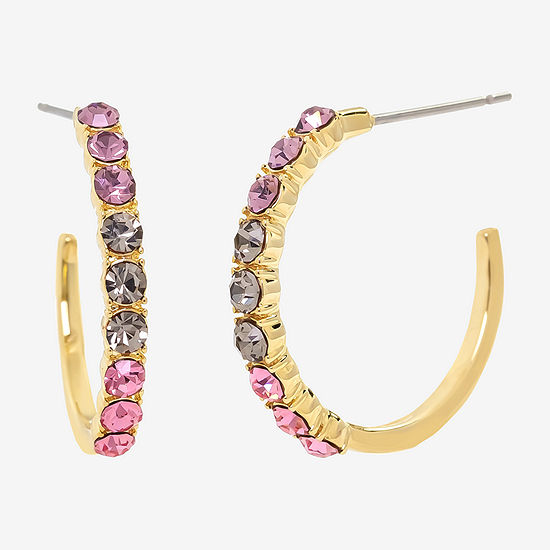 Sparkle Allure Crystal 14K Gold Over Brass Hoop Earrings