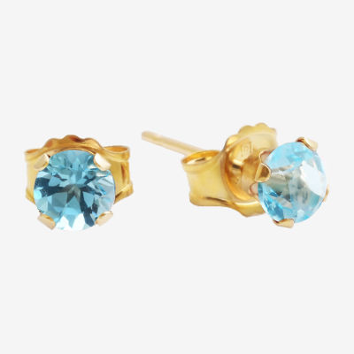Gemstone 10K Gold 4mm Round Stud Earrings