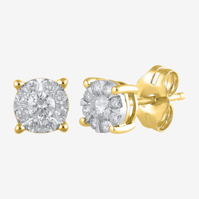 1/4 CT. T.W. Genuine White Diamond 10K Gold Stud Earrings