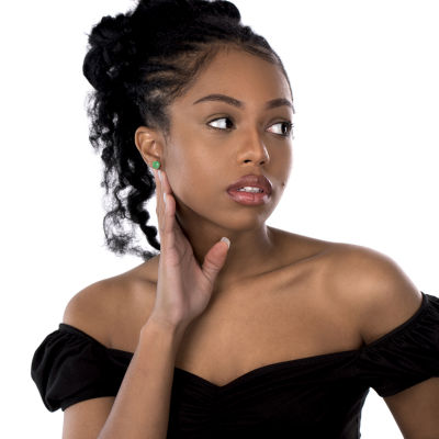 Silver Treasures 14K Gold Over Silver 8mm Round Stud Earrings