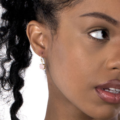 Silver Treasures 14K Gold Over Silver Round Drop Earrings