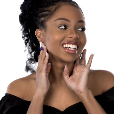 Sparkle Allure 14K Gold Over Brass Pear Drop Earrings