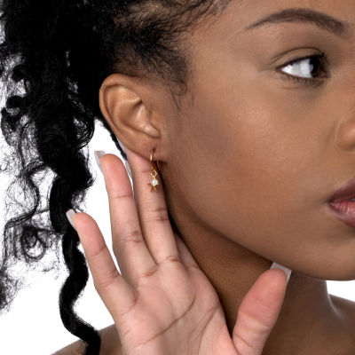 Silver Treasures 14K Gold Over Silver Star Drop Earrings