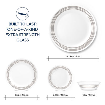 Corelle Brushed Silver 16-pc. Glass Dinnerware Set
