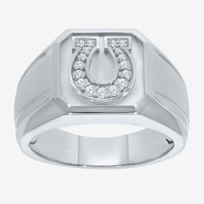 Mens 1/6 CT. T.W. Natural White Diamond Sterling Silver Fashion Ring