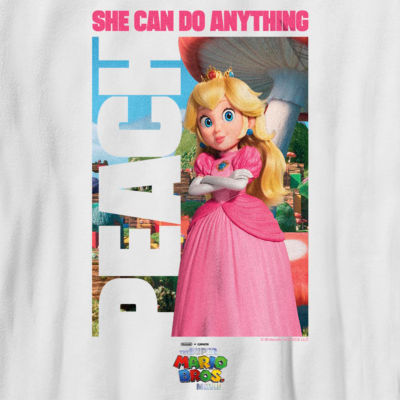 The Super Mario Bros. Movie Little & Big Boys Crew Neck Princess Peach Super Mario Short Sleeve Graphic T-Shirt