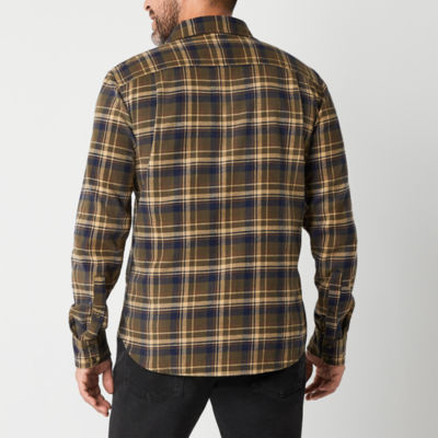 mutual weave Mens Easy-on + Easy-off Adaptive Regular Fit Long Sleeve Flannel Shirt