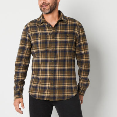 mutual weave Mens Easy-on + Easy-off Adaptive Regular Fit Long Sleeve Flannel Shirt