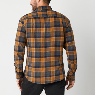 mutual weave Mens Easy-on + Easy-off Adaptive Regular Fit Long Sleeve Flannel Shirt