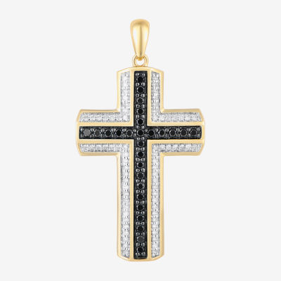 Mens /4 CT. T.W. Natural Diamond 10K Gold Cross Pendant