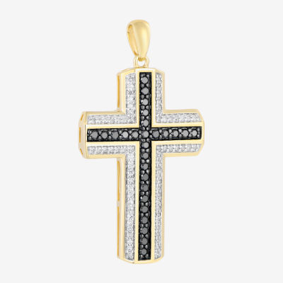 Mens /4 CT. T.W. Natural Diamond 10K Gold Cross Pendant