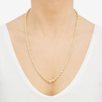 10K Yellow Gold 24" Hollow Rope Chain Necklace