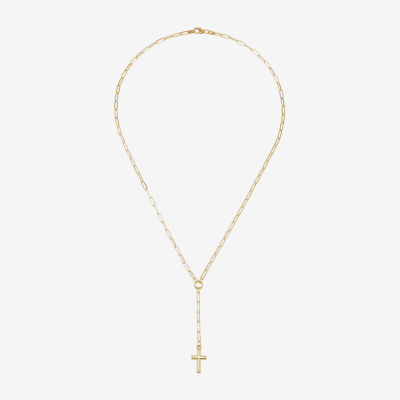 Womens 10K Gold Cross Y Necklace