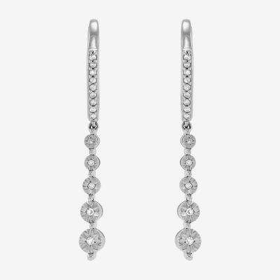 1/ CT. T.W. Natural White Diamond Sterling Silver Drop Earrings