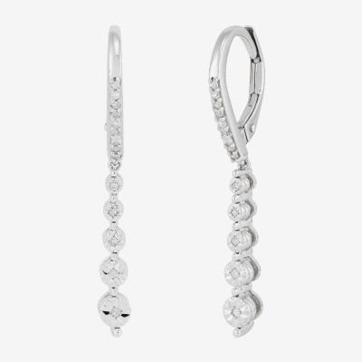 1/ CT. T.W. Natural White Diamond Sterling Silver Drop Earrings