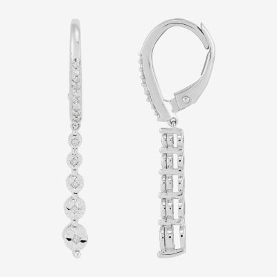 1/ CT. T.W. Natural White Diamond Sterling Silver Drop Earrings