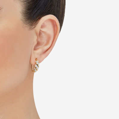 1/5 CT. Natural White Diamond 14K Gold Over Silver Sterling Silver 17.8mm Hoop Earrings