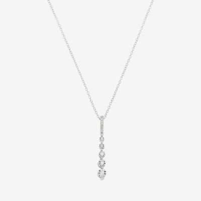 Linear Womens 1/10 CT. T.W. Mined White Diamond Sterling Silver Pendant Necklace