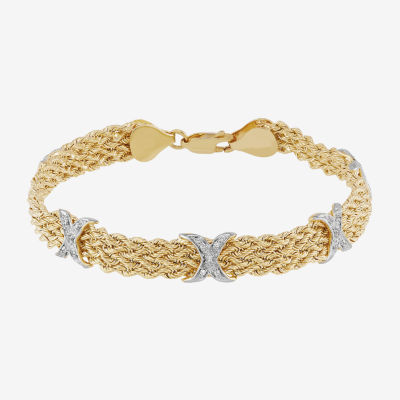 18K Gold Over Silver 7.25 Inch Solid Rope Chain Bracelet