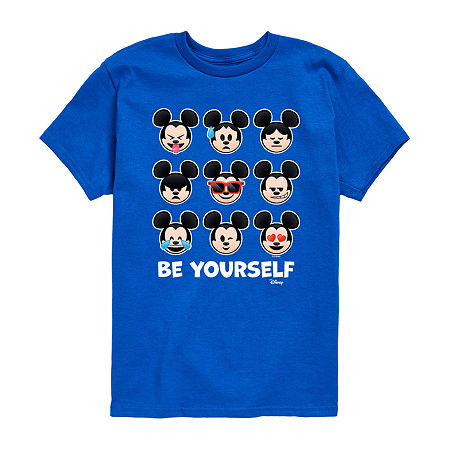 Disney Collection Little & Big Boys Crew Neck Short Sleeve Mickey and Friends Mickey Mouse Graphic T-Shirt, Large, Blue