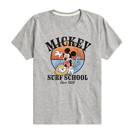 Disney Collection Little & Big Boys Crew Neck Short Sleeve Mickey and Friends Mickey Mouse Graphic T-Shirt, Small, Gray