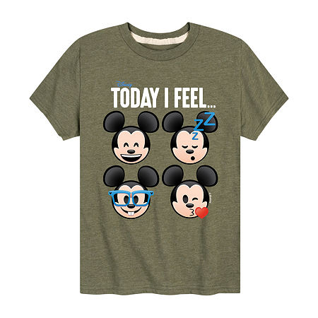 Disney Collection Little & Big Boys Crew Neck Short Sleeve Mickey and Friends Mickey Mouse Graphic T-Shirt, X-large, Green