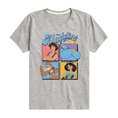 Disney Collection Little & Big Unisex Crew Neck Short Sleeve Aladdin Graphic T-Shirt