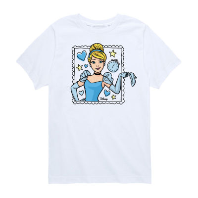 Disney Collection Little & Big Girls Crew Neck Short Sleeve Cinderella Princess Graphic T-Shirt