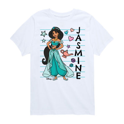 Disney Collection Little & Big Girls Crew Neck Short Sleeve Princess Jasmine Graphic T-Shirt