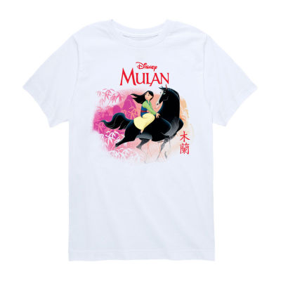 Disney Collection Little & Big Girls Crew Neck Short Sleeve Mulan Princess Graphic T-Shirt