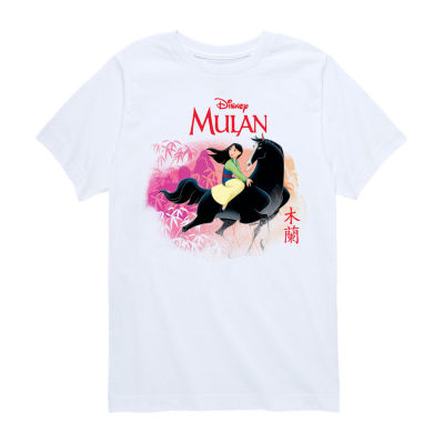 Disney Collection Little & Big Girls Crew Neck Short Sleeve Princess Mulan Graphic T-Shirt