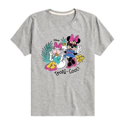 Disney Collection Little & Big Girls Crew Neck Short Sleeve Mickey and Friends Minnie Mouse Graphic T-Shirt