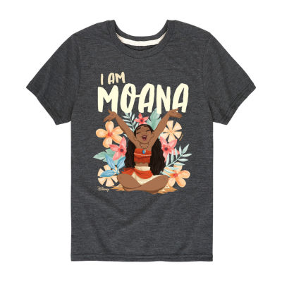 Disney Collection Little & Big Girls Crew Neck Short Sleeve Princess Moana Graphic T-Shirt