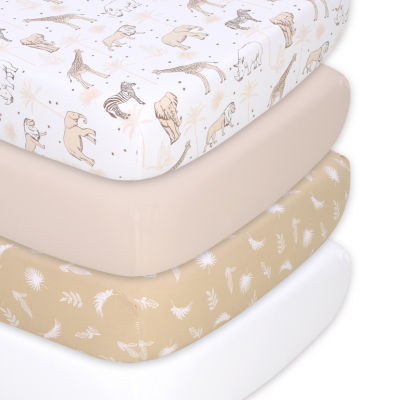 The Peanutshell Caramel Safari Organic Cotton Jersey 4-pc. Crib Sheet