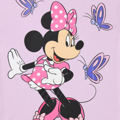 Juniors Minnie Butterflies Boyfriend Tee Womens Crew Neck Short Sleeve Mickey and Friends Graphic T-Shirt