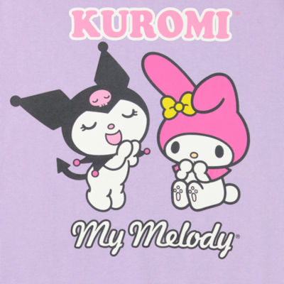 Juniors Kuromi And My Melody Oversized Womens Long Sleeve Hello Kitty Hoodie