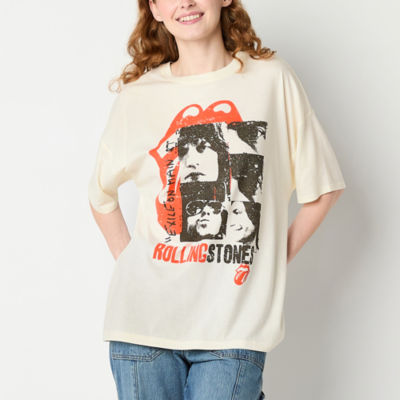 Juniors Rolling Stones Oversized Tee Womens Crew Neck Short Sleeve Graphic T-Shirt