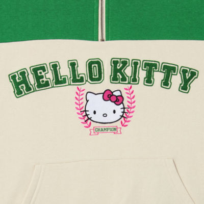 Juniors Womens Mock Neck Long Sleeve Hello Kitty Quarter-Zip Pullover