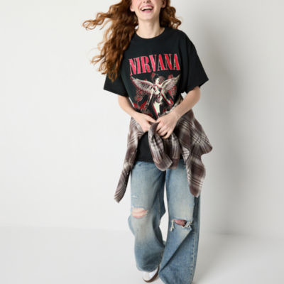 New World Juniors Nirvana Utero Oversized Tee Womens Crew Neck Short Sleeve Graphic T-Shirt