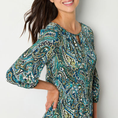 Connected Apparel Womens 3/4 Sleeve Shift Dress